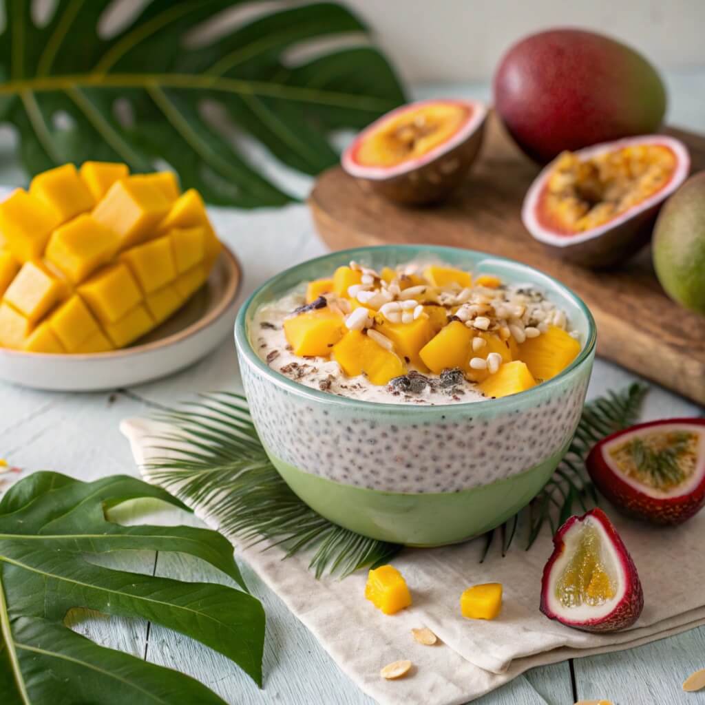 Mango Passion Fruit Coconut Chia Pudding