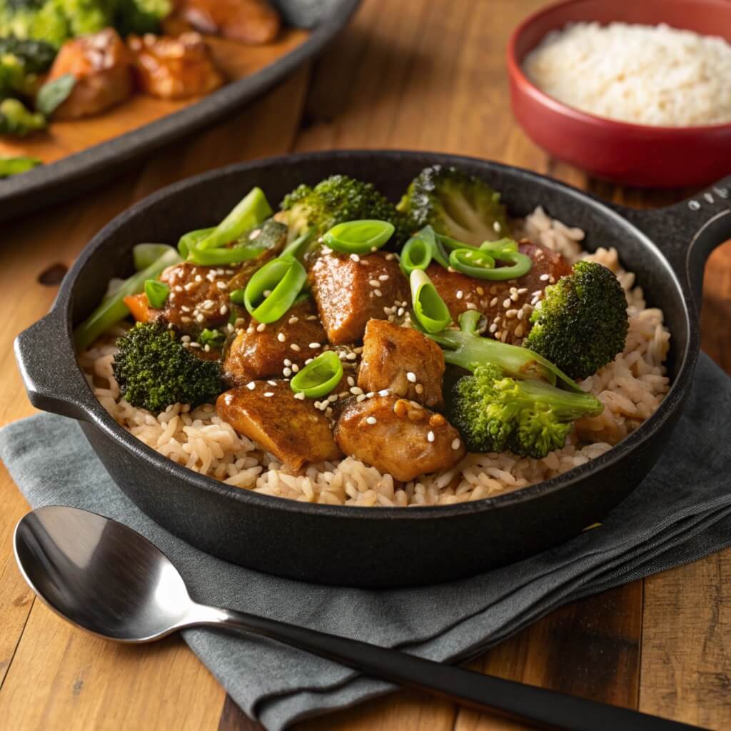 Teriyaki Chicken Skillet Casserole with Broccoli