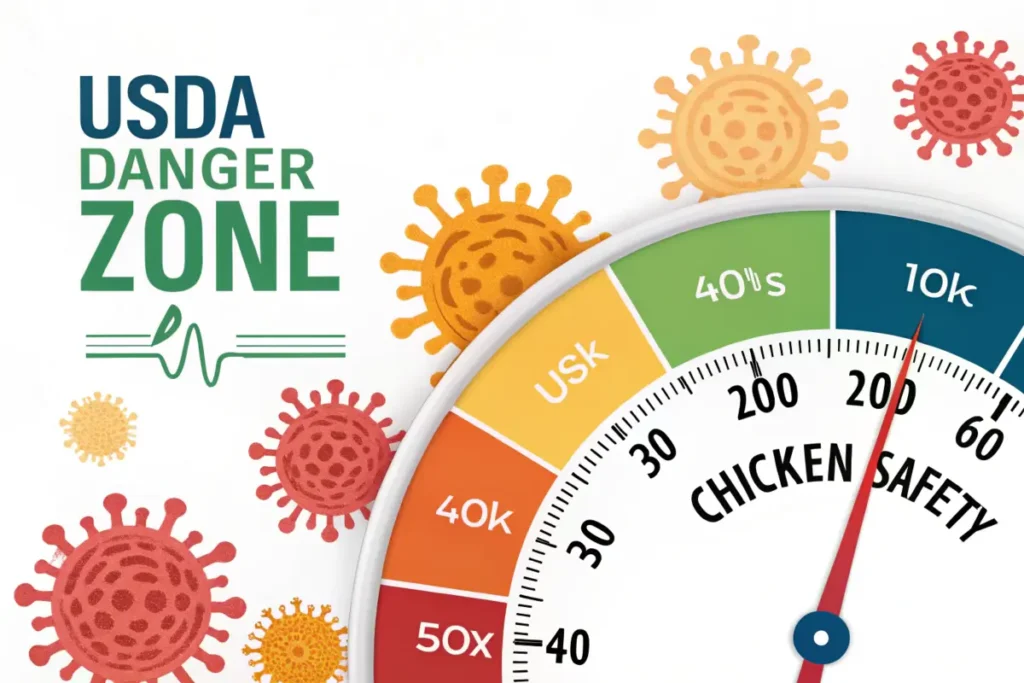 USDA danger zone infographic for cooked chicken safety