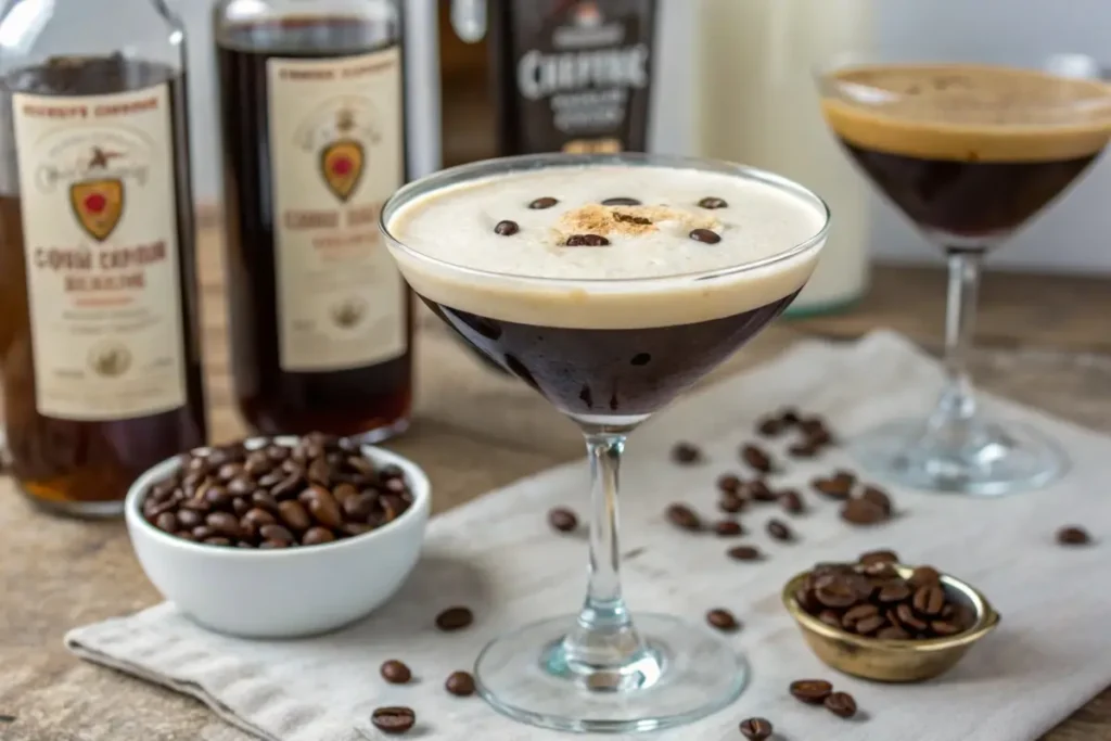 Low-calorie espresso martini with sugar-free syrup