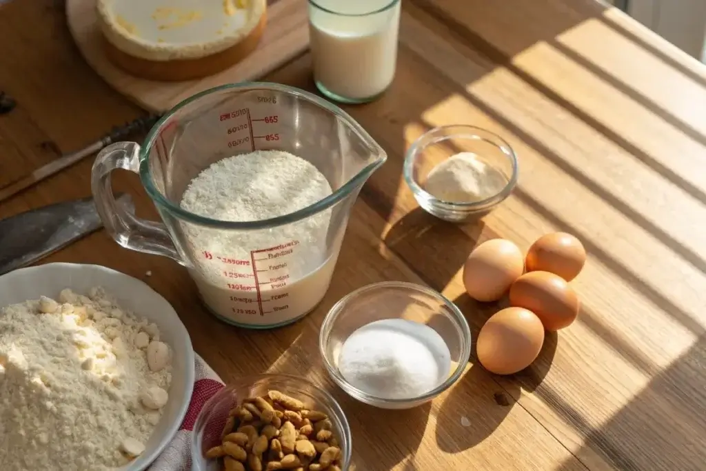 Measuring cup showing 16 ounces surrounded by ingredients