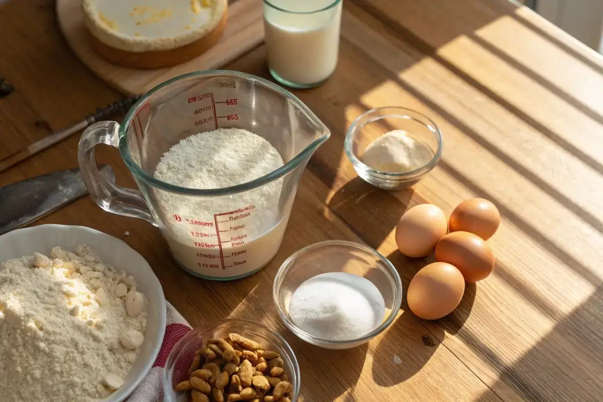 Measuring cup showing 16 ounces surrounded by ingredients