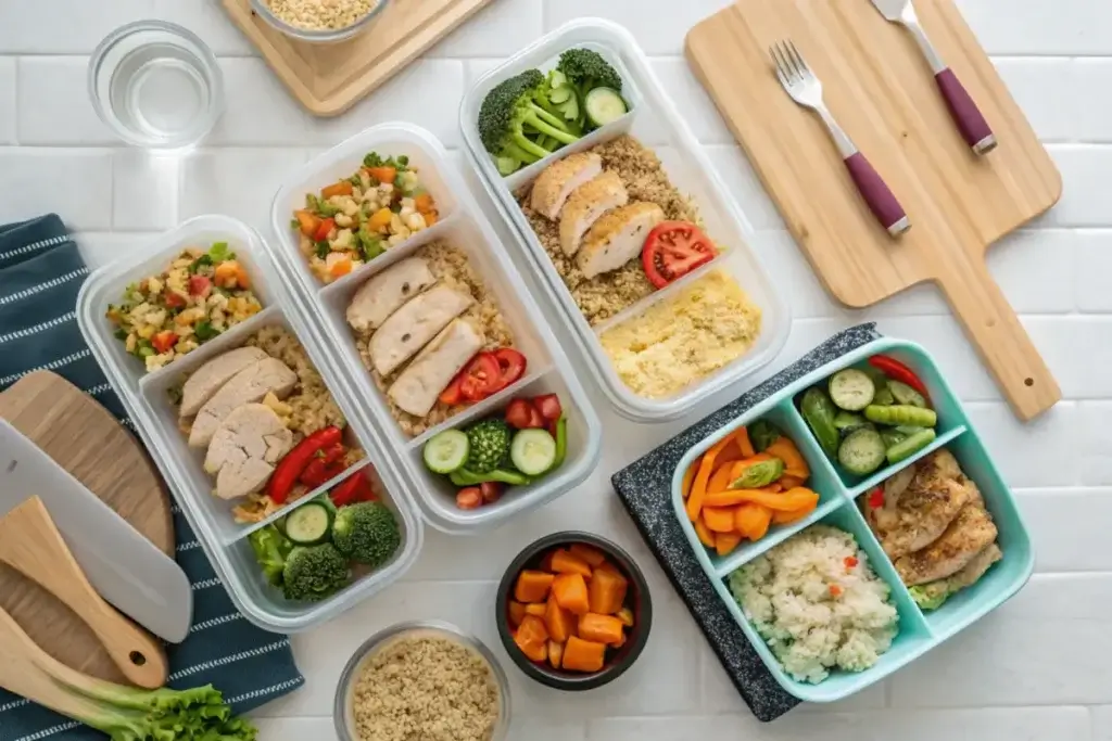 Meal prep containers with gastritis-friendly meals