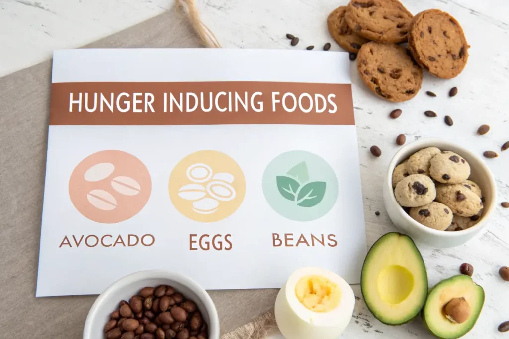  Infographic comparing hunger-inducing and hunger-curbing foods