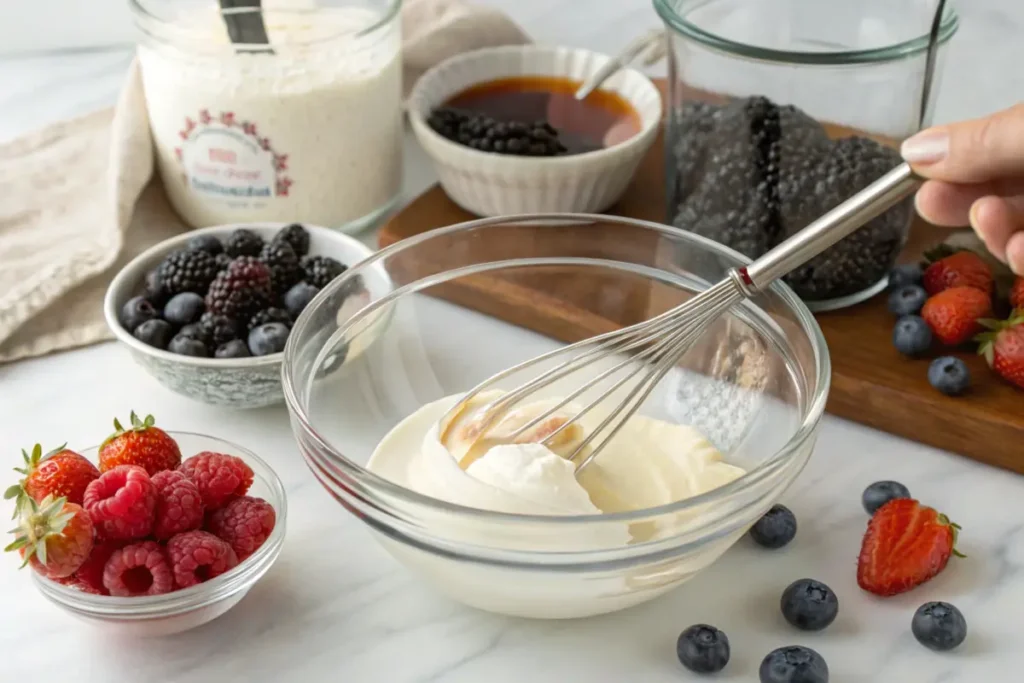  Ingredients for homemade diabetic-friendly ice cream on a kitchen counter