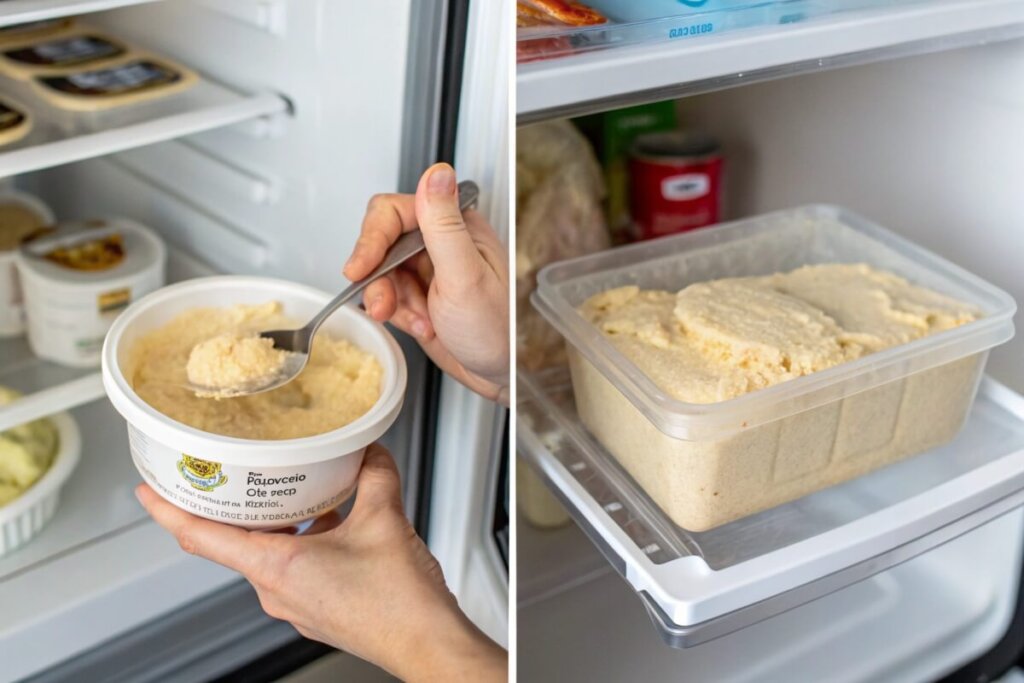 Thawing frozen hummus in the refrigerator