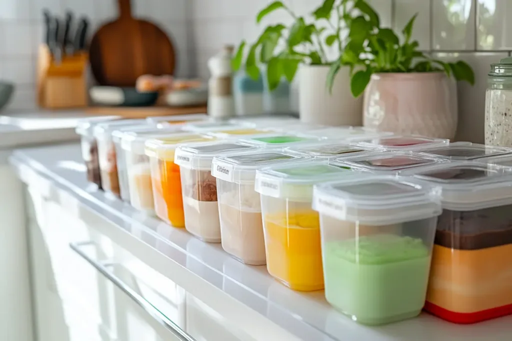 Organized freezer with homemade Ninja Creami recipes