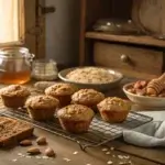 Healthy baked goods on a rustic kitchen table